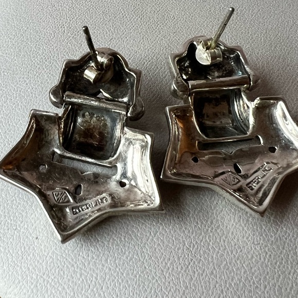 VINTAGE JUDITH JACK LARGE MARCASITE EARRINGS 925 STERLING SLVR MATCH RING LISTED